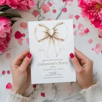 Cream Coquette Bow Galentines Party  Invitation