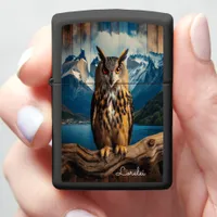 Eurasian Eagle Owl Intense Gaze Mountain Zippo Lighter