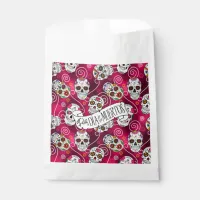 Sugar Skulls and Swirls Rose Red ID725 Favor Bag