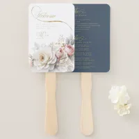 Floral Drama Wedding Welcome Blue ID1022 Hand Fan