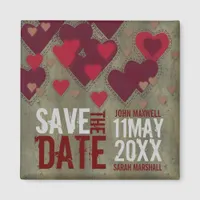 Grunge Love Hearts v2 Save the Date Magnet