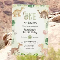 One a Saurus 1st Birthday Invitation