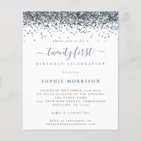 PAPER Blue Glitter Twenty First Party Invite