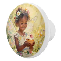 Pretty Lil Fairy with Cupcake | Fairytale Ceramic Knob