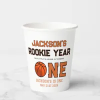 Rookie Up Basketball 1st Birthday Party Paper Cups