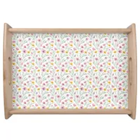 Spring Summer Yellow Pink Purple Floral Watercolor Serving Tray