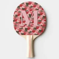 Valentines Paper Hearts Camouflage Style Monogram Ping Pong Paddle