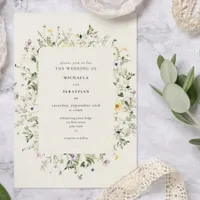 Modern Watercolor Wildflowers Wedding Invitation