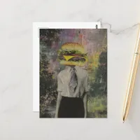 Surreal Sexy Cheeseburger Woman Mixed Media Postcard