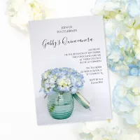 Blue Hydrangeas in Jar Vase Quinceanera Party Invitation