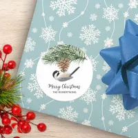 Merry Christmas Chickadee on Pinecone  Classic Round Sticker