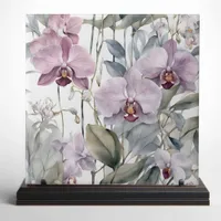 Pastel Pink and Purple Lavender Orchid Blooms Ceramic Tile