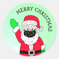 Merry Christmas Facemasked Santa Claus Classic Round Sticker