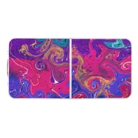 Purple, Red, Blue, Teal Colorful Swirls Marble Beer Pong Table