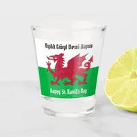 Happy St. David's Day Red Dragon Welsh Flag Shot Glass