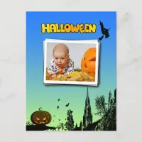 Halloween Dusk with Witch Add Photo Frame Postcard