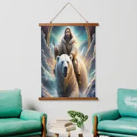 (AI Generated ) Jesus on a polar bear  Poster Hanging Tapestry