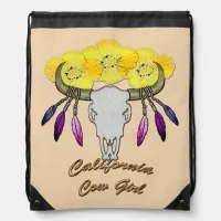 California Boho Cowgirl Drawstring Bag