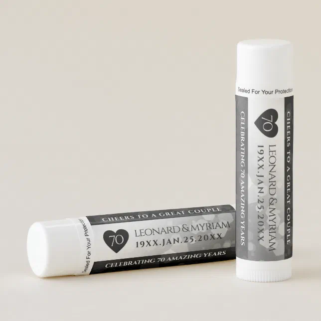 Elegant 70th Platinum Wedding Anniversary Lip Balm