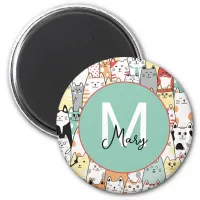 Sister Birthday Cat Kitties Name Monogram Magnet