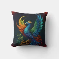 Colourful Feathered Phoenix Bird Pattern  Throw Pillow