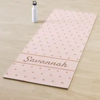 Blush pink rose gold dots name yoga mat
