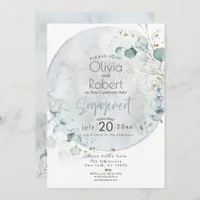 Wedding | Dusty Blue Over the Moon in Love Invitation