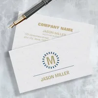 Array and Line Monogram Professional Blue ID313 Business Card