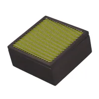 Thin Black and Yellow Diagonal Stripes Keepsake Box