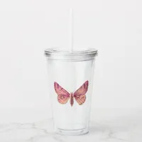 Pink Butterfly Acrylic Tumbler