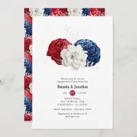 Red White and Blue 4th July Engagement Party Invitation