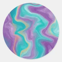 Purple, Blue, Gold and Teal swirls Peaceful   Classic Round Sticker