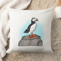 Cute Hand drawn Puffin Throw Pillow