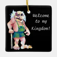 Scandinavian Funny Looking Welcoming Troll Ceramic Ornament