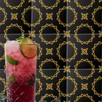 Sparkly Shiny Luxury Elegant Gold & Black Pattern Ceramic Tile