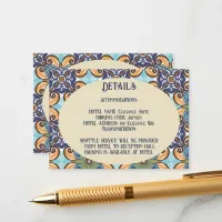 Elegant Mexican Talavera Wedding Details QR code Enclosure Card