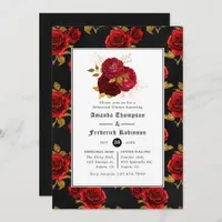 Floral Gothic Halloween Wedding Rehearsal Dinner Invitation
