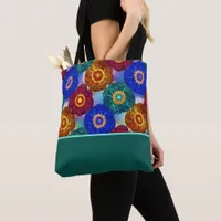 Stained Glass Abstract Red Green Blue Orange Tote Bag