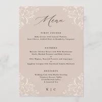 Elegant Champagne Tan Classic Wedding Menu