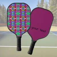 Abstract geometric pattern, blue, pink,  custom   pickleball paddle