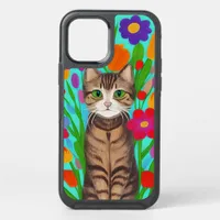 Folk Art Whimsical Style Cat and Flowers OtterBox Symmetry iPhone 12 Pro Case