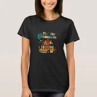 Tis The Season Turkey Coffee Retro Thanksgiving Fa T-Shirt