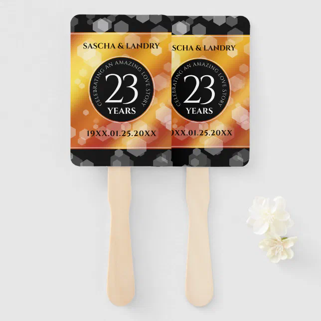 Elegant 23rd Imperial Topaz Wedding Anniversary Hand Fan