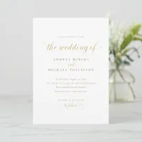 Elegant Gold Calligraphy Modern Wedding Invitation