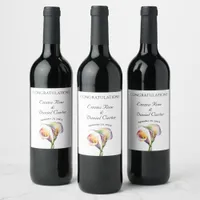 Elegant Watercolor Calla Lilies Romantic Floral Wine Label