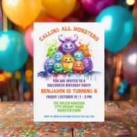 Cute Monsters Kids Birthday Party Invitation