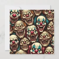 Spooky Creepy Clown Zombie Halloween Holiday Card