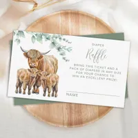 Highland Cow Twins Baby Shower Diaper Raffle Enclosure Card