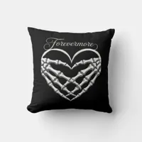 Forevermore Skeleton Hands Heart Gothic Romance Throw Pillow