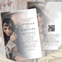 Minimalist 2 Photos QR Code Bohemian Wedding Invitation